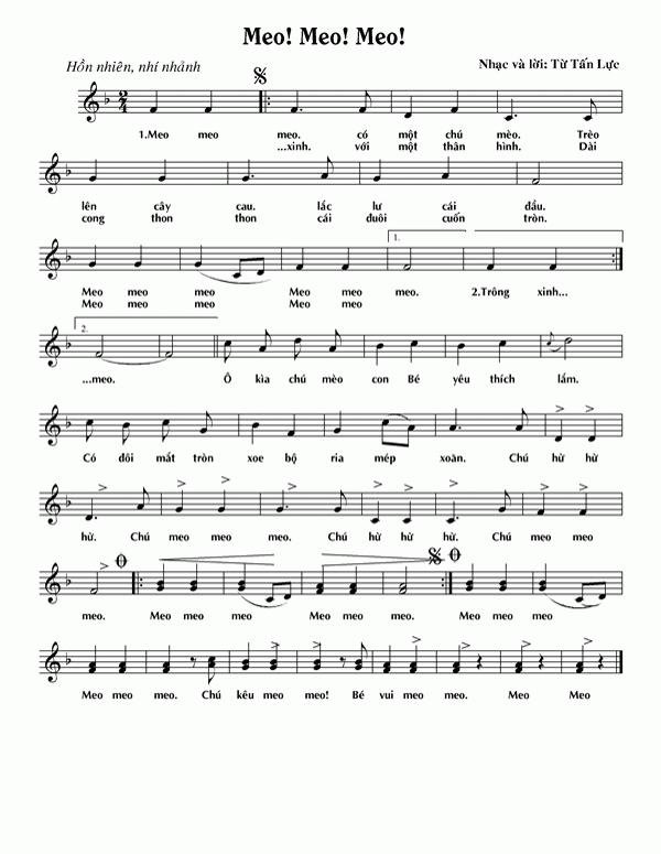 Sheet nhạc Meo Meo Meo